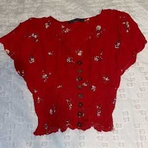 ABERCROMBIE & FITCH Crop Top. Floral. Cinched Waist. Size Small.